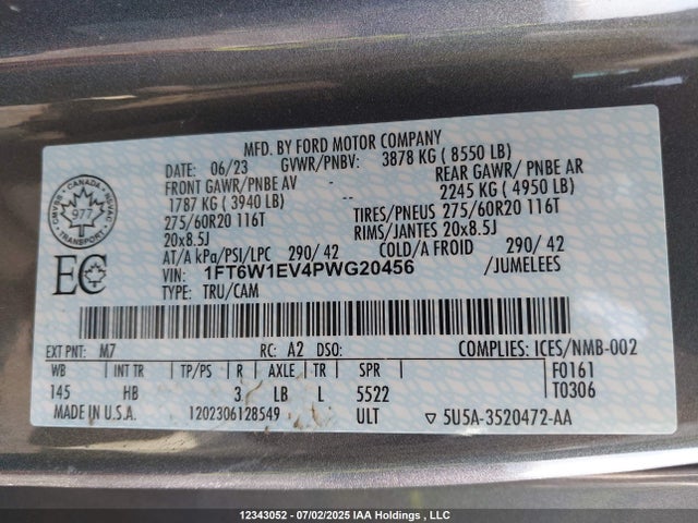 1FT6W1EV4PWG20456 Ford 2023
