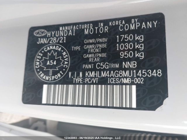 KMHLM4AG8MU145348 Hyundai mpi nu pe