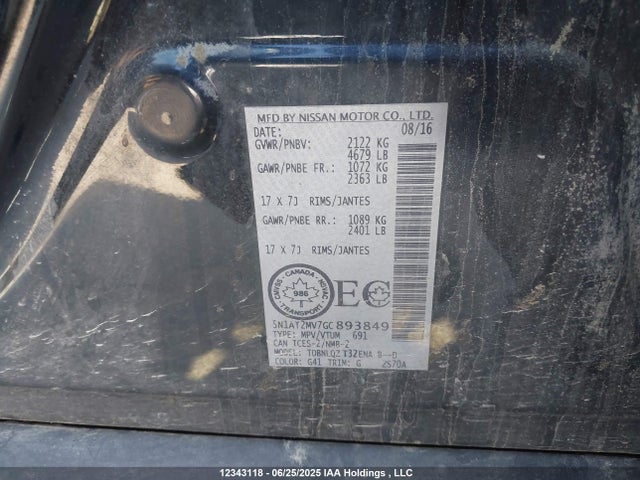 5N1AT2MV7GC893849 Nissan Rogue