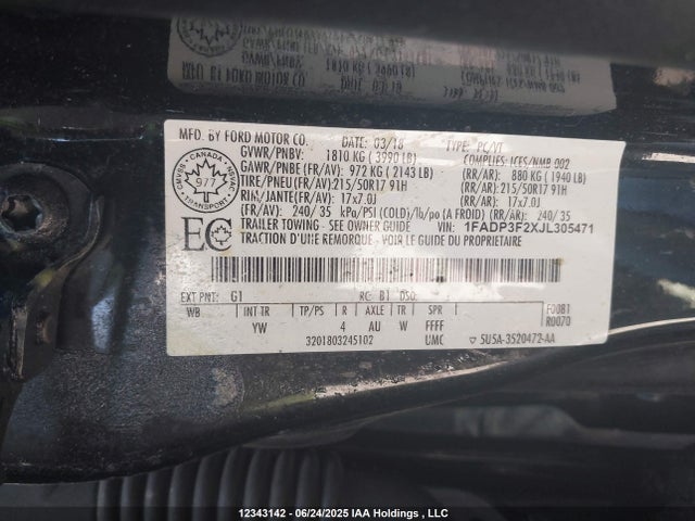1FADP3F2XJL305471 Ford 2.0l gdi