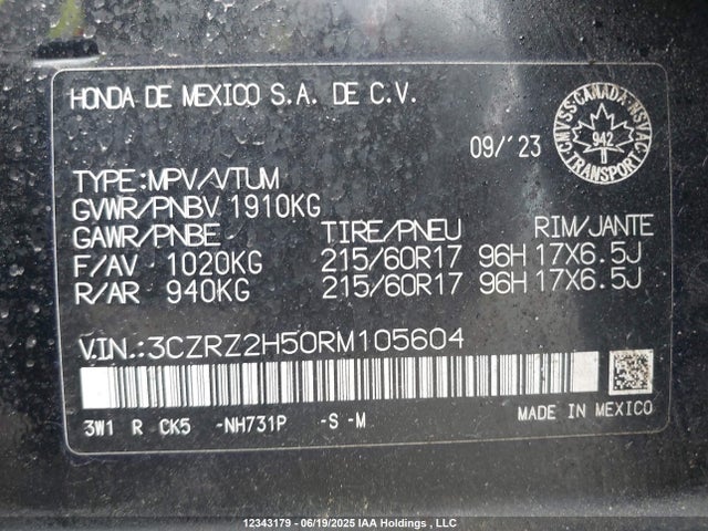 3CZRZ2H50RM105604 Honda k20z5