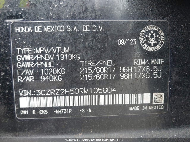 3CZRZ2H50RM105604 Honda k20z5