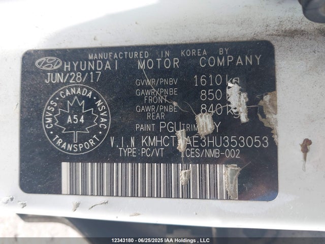 Hyundai 2017 2017 KMHCT5AE3HU353053 Image 8
