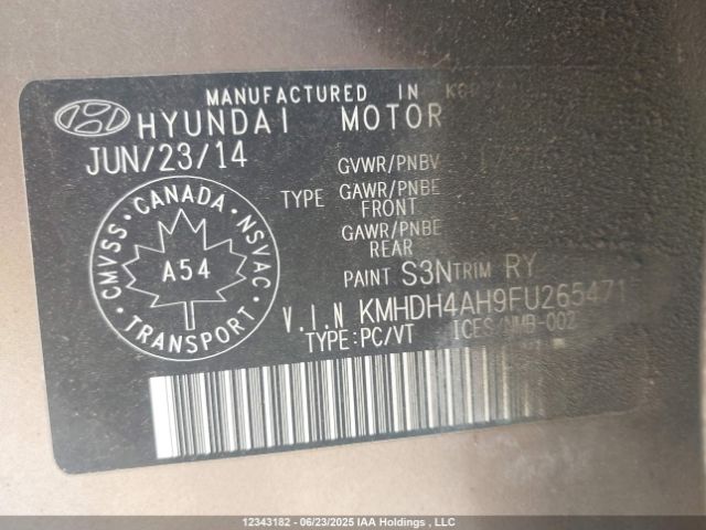 KMHDH4AH9FU265471 Hyundai dohc gdi nu