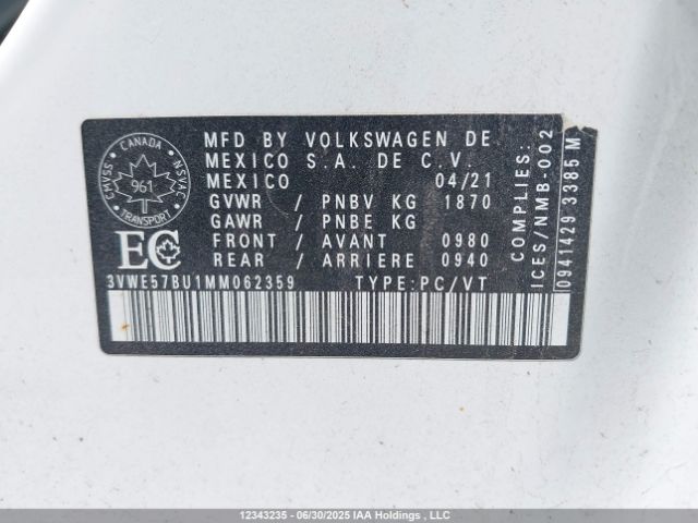 3VWE57BU1MM062359 Volkswagen tsi