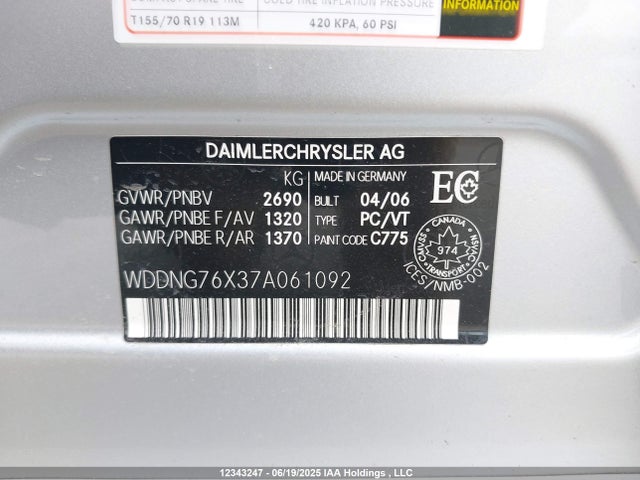 Продаж на аукціоні авто 2007 Mercedes-benz S 600 600, vin: WDDNG76X37A061092, номер лоту: 12343247