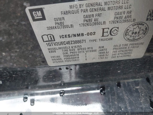 1GTV2UEC4EZ388671 GMC l83 - vvt, afm (active fuel management), aluminum