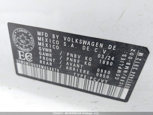 3VWSM7BU8RM058676 Volkswagen tsi