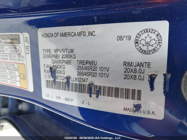 Acura k20c4 2020 5J8TC2H67LL802347 Image 19