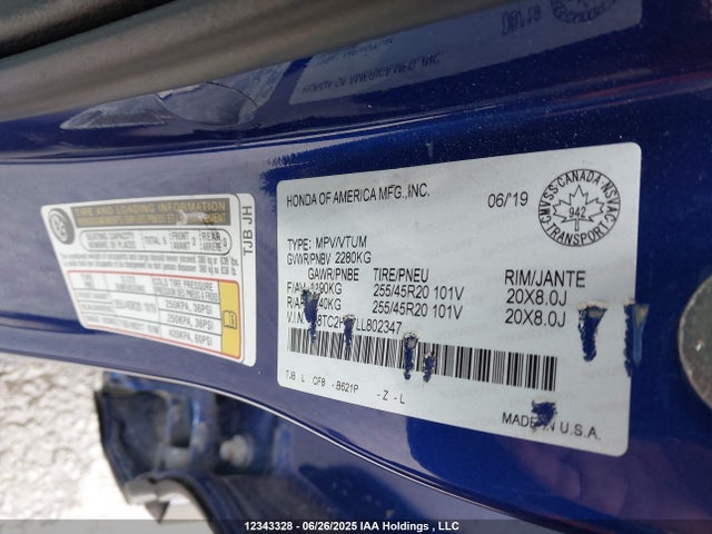 Acura k20c4 2020 5J8TC2H67LL802347 Image 9