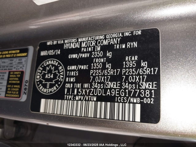 5XYZUDLA9EG177381 Hyundai t-gdi theta