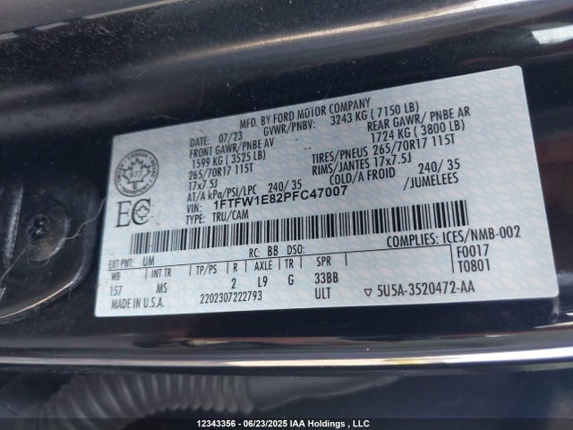 Ford gtdi 2023 1FTFW1E82PFC47007 Image 9