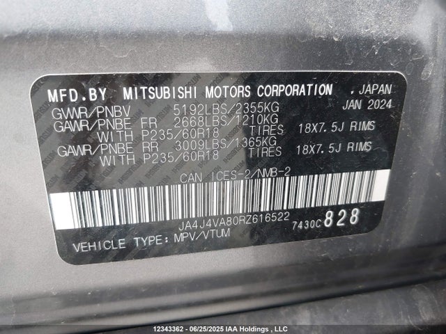 JA4J4VA80RZ616522 Mitsubishi 2024