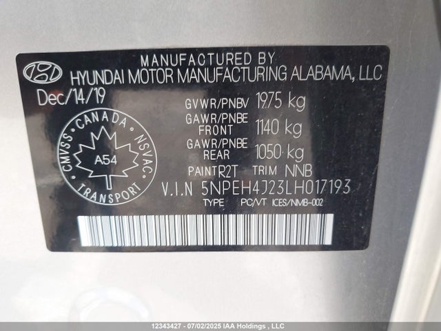 5NPEH4J23LH017193 Hyundai t-gdi gamma ii