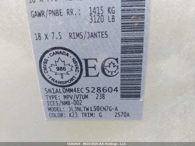5N1AL0MM4EC528604 Infiniti 2014