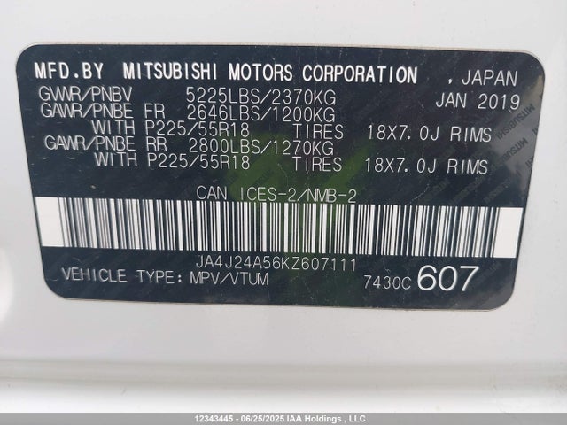 Mitsubishi s61 - y61 2019 JA4J24A56KZ607111 Image 19