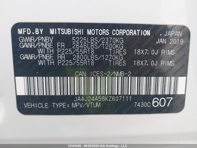 Mitsubishi s61 - y61 2019 JA4J24A56KZ607111 Image 9