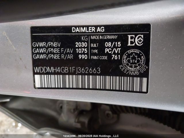 WDDMH4GB1FJ362663 Mercedes-Benz B-Class