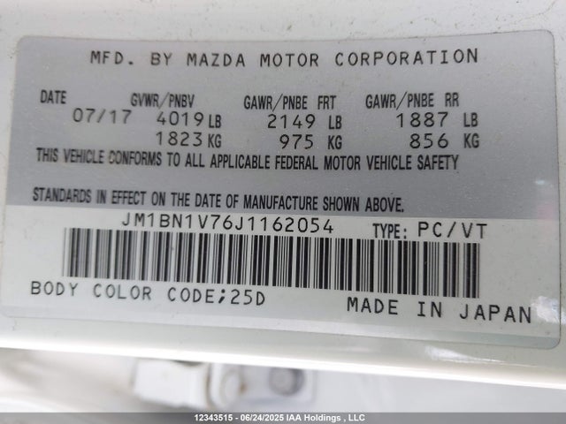 JM1BN1V76J1162054 Mazda pe