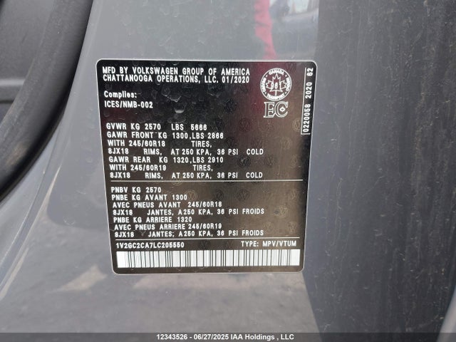 1V2GC2CA7LC205550 Volkswagen 2.0 tsi