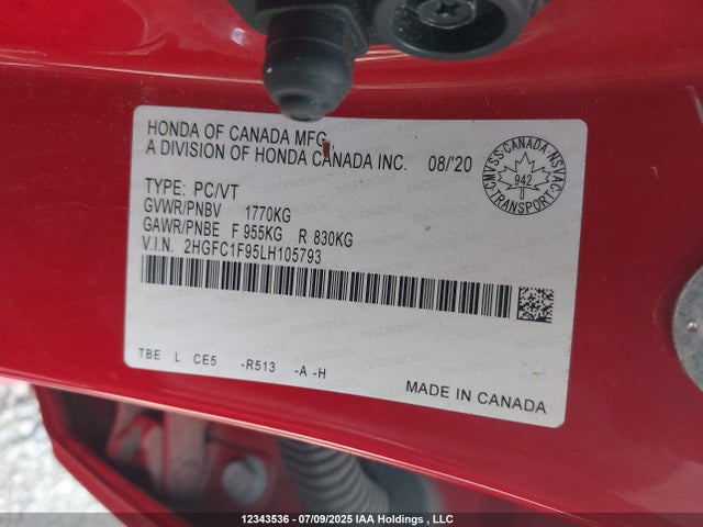 2HGFC1F95LH105793 Honda l15b7