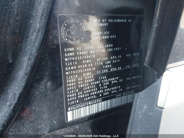 WVGJV3AX7EW535393 Volkswagen 2014