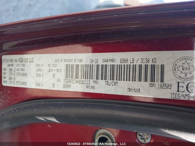 1C6RR7GT4HS581113 RAM 1500