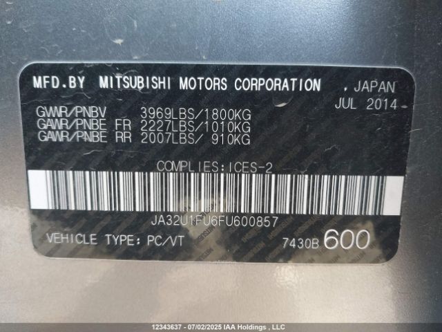 JA32U1FU6FU600857 Mitsubishi dohc mivec