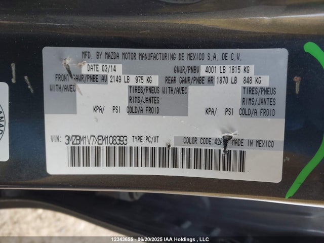 3MZBM1V7XEM108393 Mazda pe