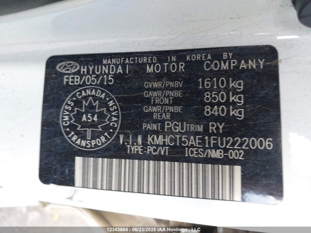 KMHCT5AE1FU222006 Hyundai dohc gdi gamma