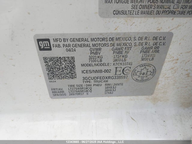 3GCUDFEDXRG338597 Chevrolet l84