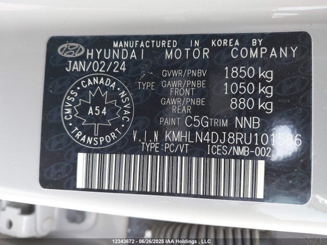 KMHLN4DJ8RU101586 Hyundai gdi kappa