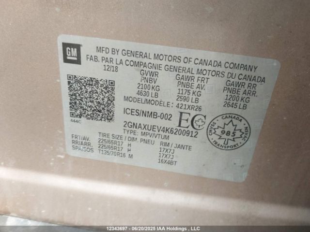2GNAXUEV4K6200912 Chevrolet lyx - direct injection, vvt, fgt, turbo, alum, gen1