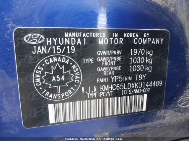 KMHC65LDXKU144489 Hyundai Ioniq