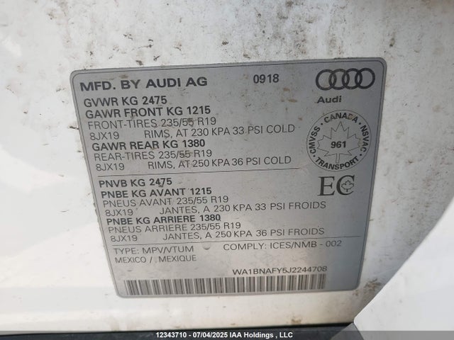 WA1BNAFY5J2244708 Audi Q5