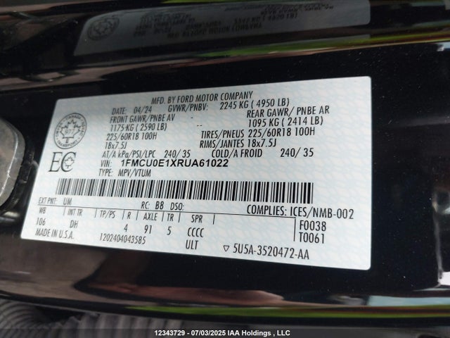 Ford dura pfi atk 2024 1FMCU0E1XRUA61022 Image 9