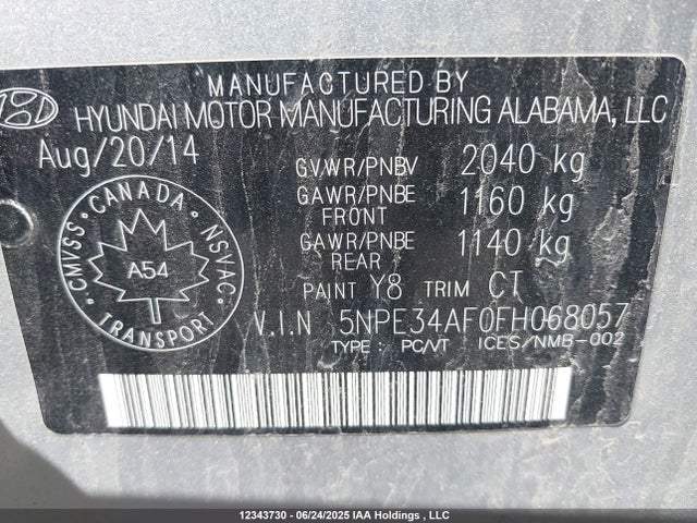 5NPE34AF0FH068057 Hyundai dohc gdi theta-ii