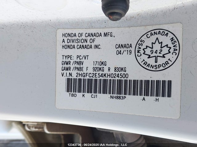Honda k20c2 2019 2HGFC2E54KH024500 Image 9