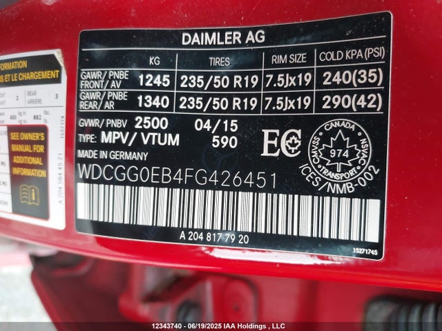 WDCGG0EB4FG426451 Mercedes-Benz Glk-Class