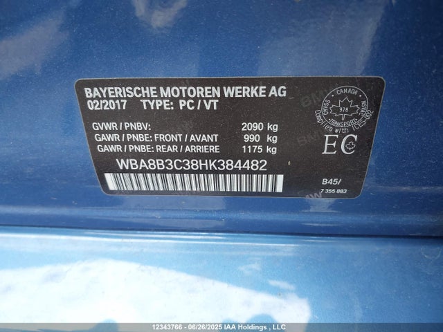 WBA8B3C38HK384482 BMW 340i