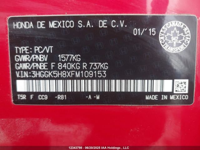 3HGGK5H8XFM109153 Honda l15b1