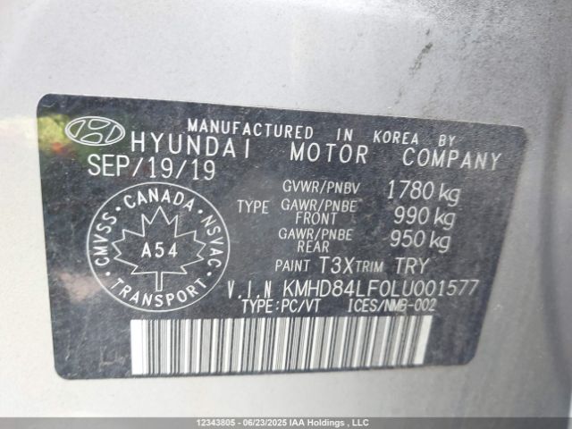 KMHD84LF0LU001577 Hyundai mpi nu