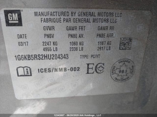1G6KB5RS2HU204343 Cadillac lgx