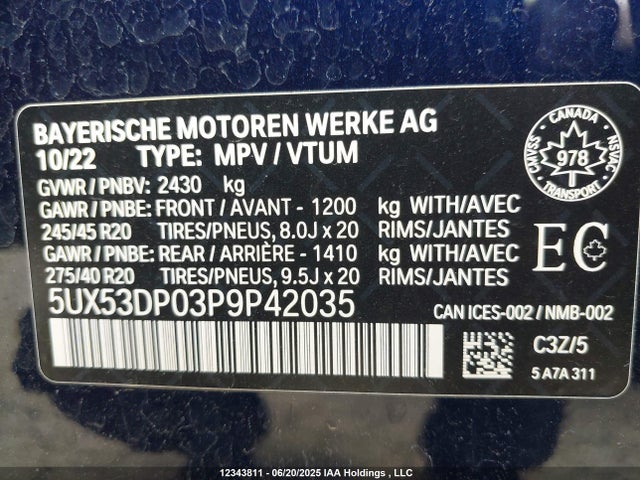 5UX53DP03P9P42035 BMW X3
