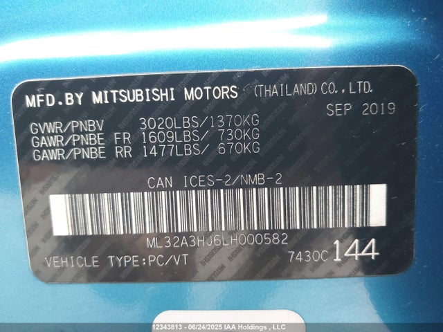 ML32A3HJ6LH000582 Mitsubishi 2020