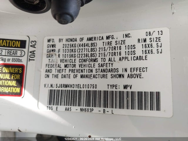 5J6RM4H31EL010750 Honda k24z7