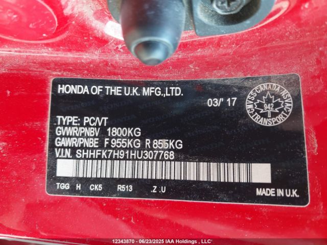 SHHFK7H91HU307768 Honda l15ba