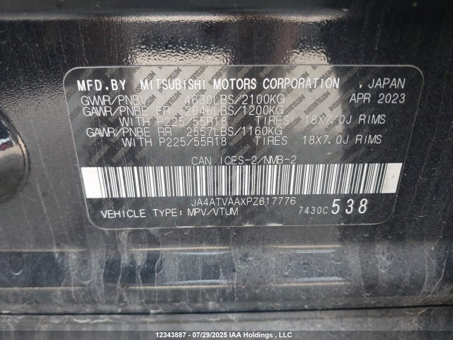 Mitsubishi tc/ic mivec 2023 JA4ATVAAXPZ617776 Image 9