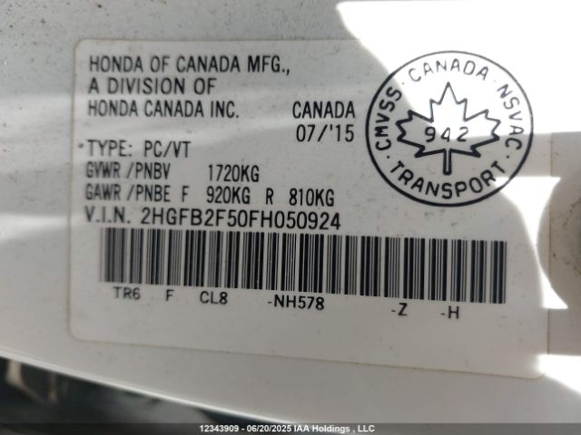 2HGFB2F50FH050924 Honda r18z1