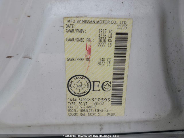 Nissan 2016 2016 1N4AL3AP0GN310595 Image 9